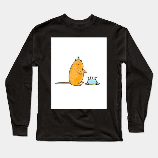 Cat and Cake Long Sleeve T-Shirt by trippyart
